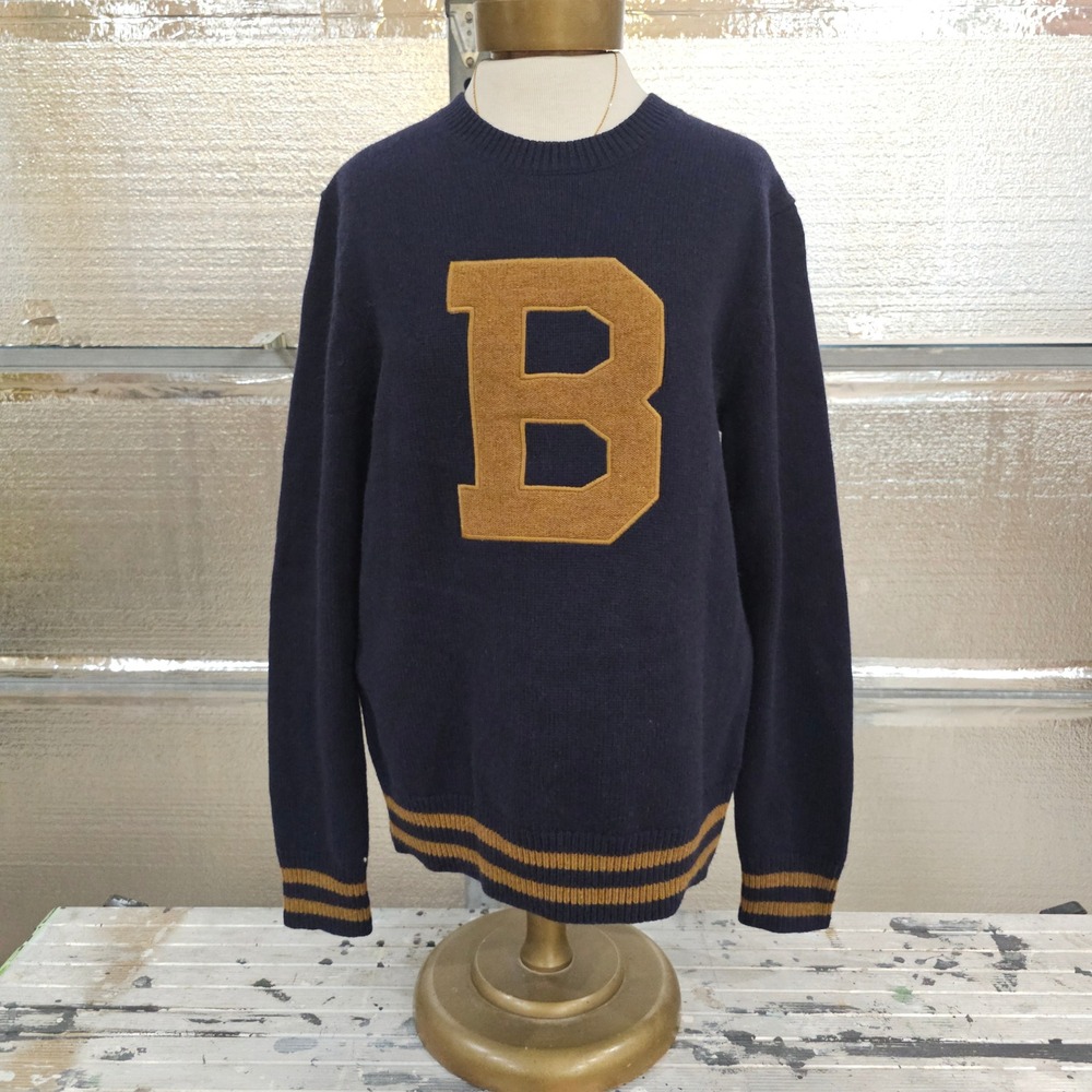 Banana Republic Heritage Collection Varsity Letterman B Sweater Navy Gold S